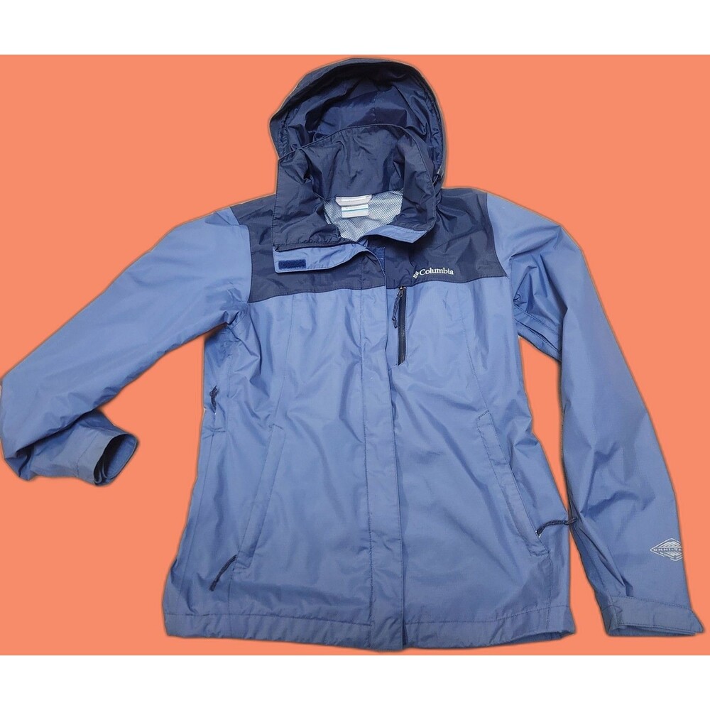 Columbia Women's Blue Omni-Tech Rain-Resistant Jacket Detachable Hood Size XS